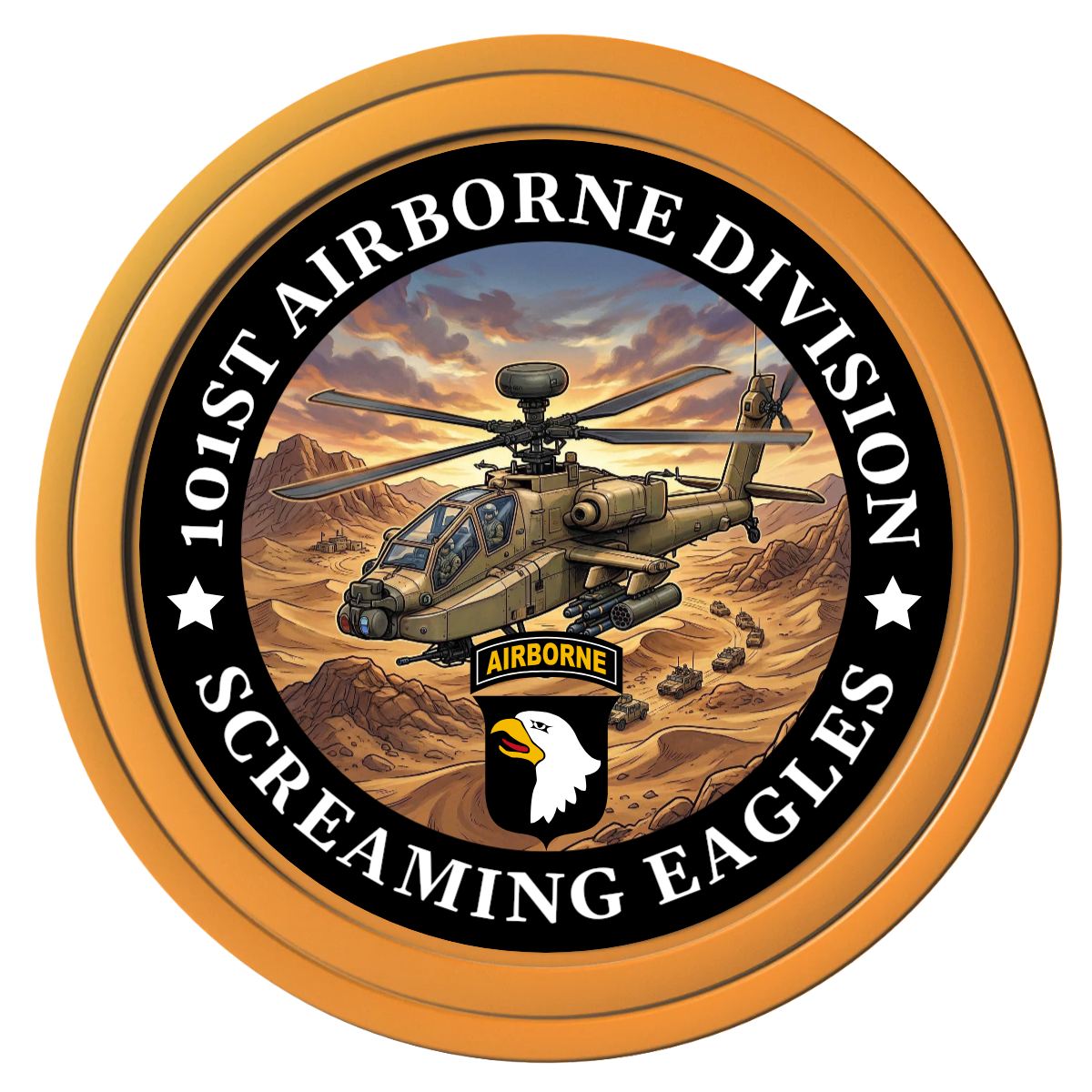 Army Airborne Composite Poker Chips - Orange / Solid - Front