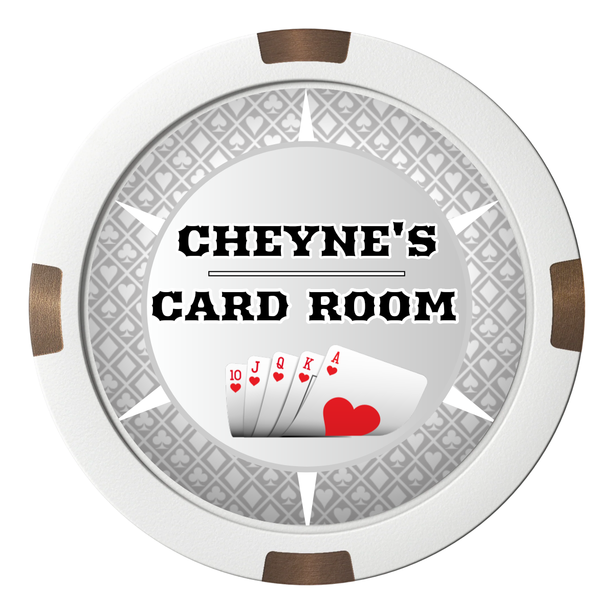 Cheyne's Card Room Composite & Metal Hybrid Poker Chips - White - Back