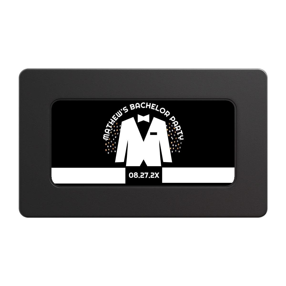Bachelor No More Bowtie Rectangular Poker Chip Plaques - Black - Front
