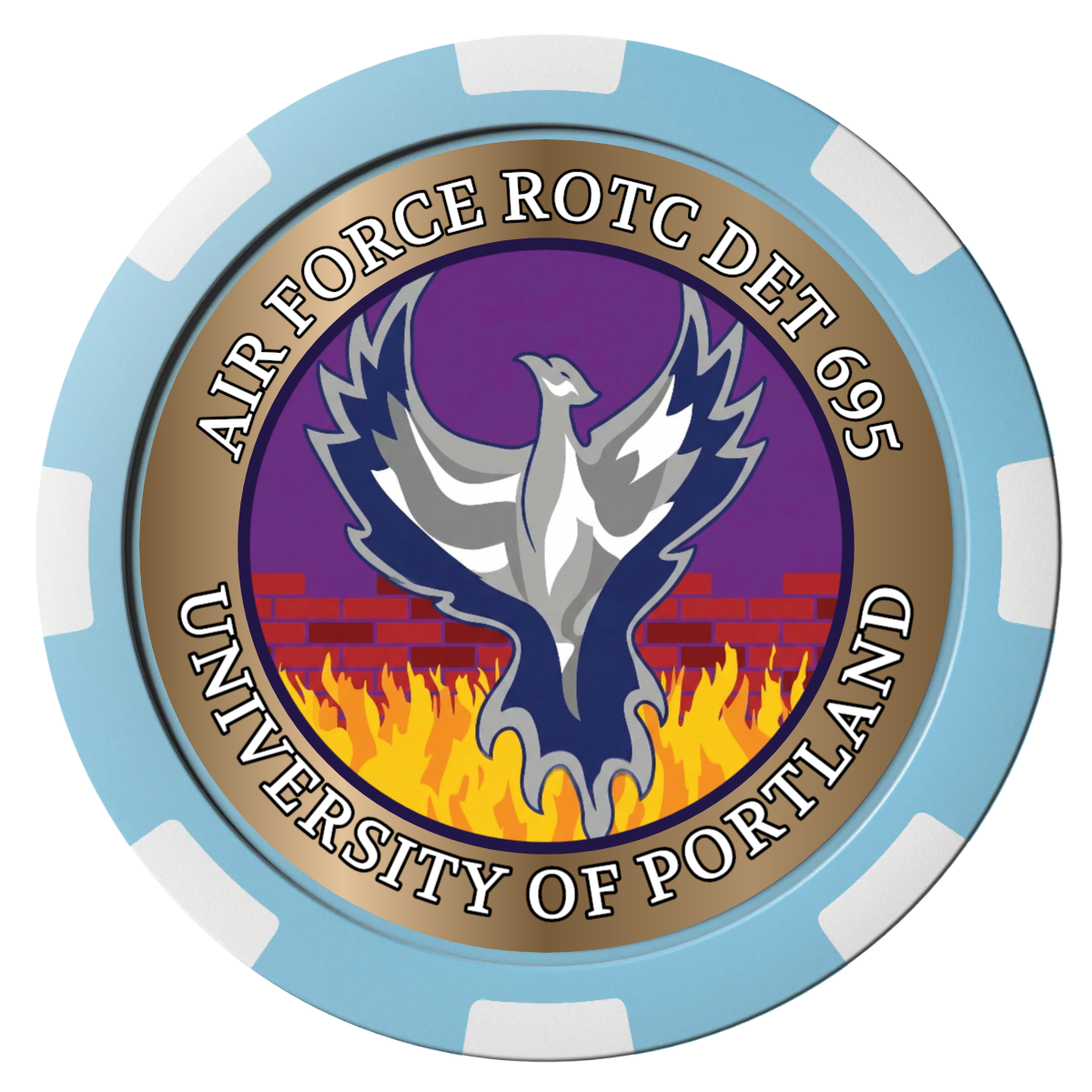 Air Force ROTC Det 695 Composite Poker Chips - Light Blue / 8 Spot - Front