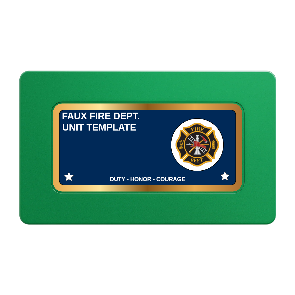 Faux Fire Dept. #01 Rectangular Poker Chip Plaques - Green - Back