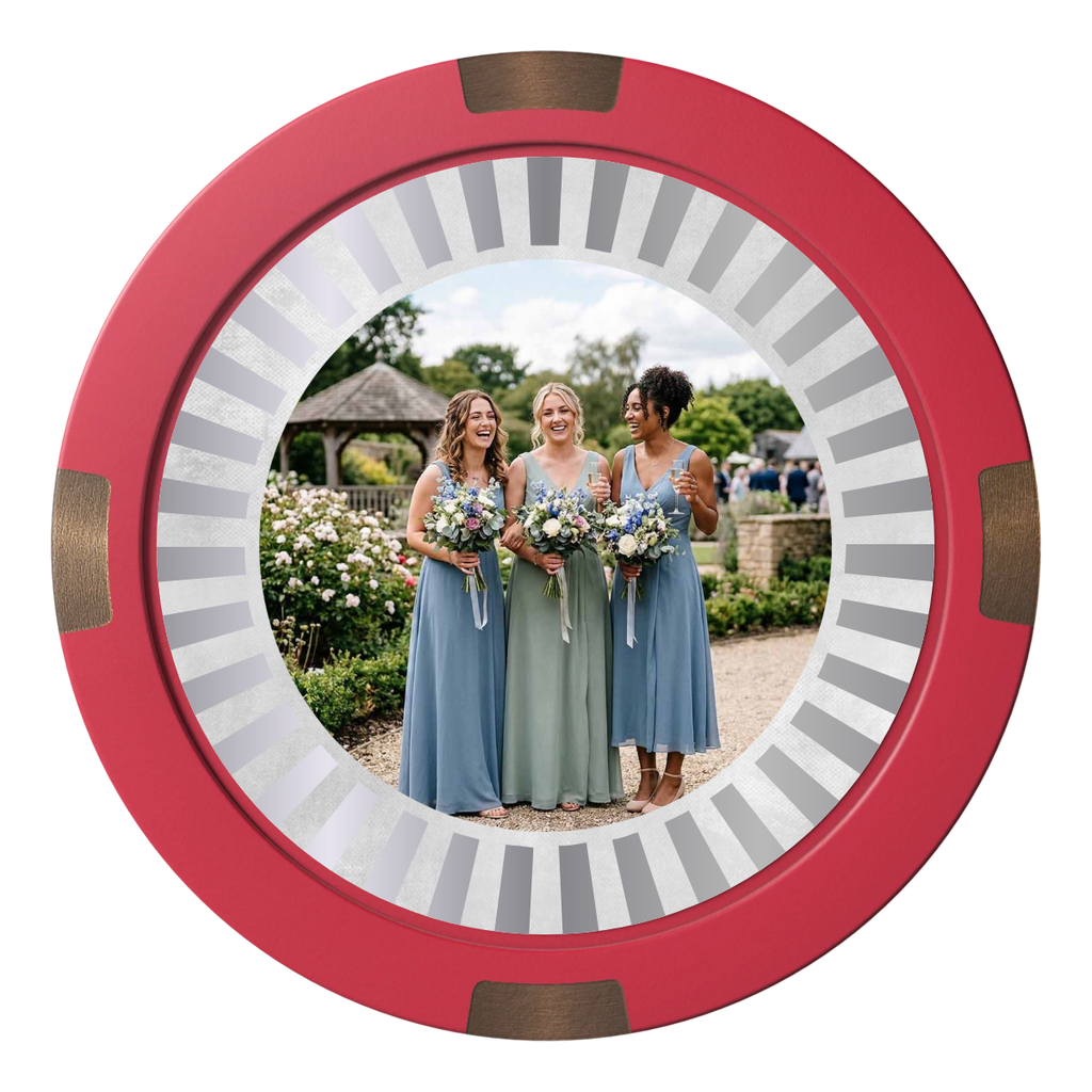 Be My Bridesmaid Simple Composite & Metal Hybrid Poker Chips - Red - Back
