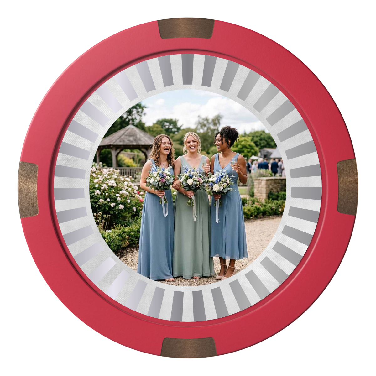 Be My Bridesmaid Simple Composite & Metal Hybrid Poker Chips - Red - Back