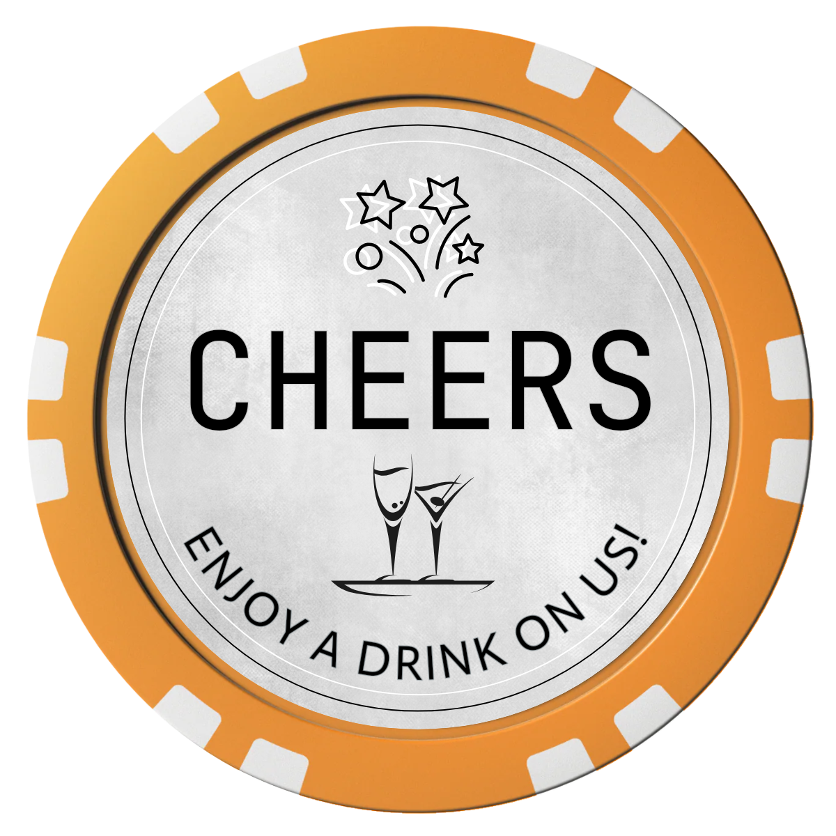 Chique Wedding Token Composite Poker Chips - Orange / Double Stripe - Front