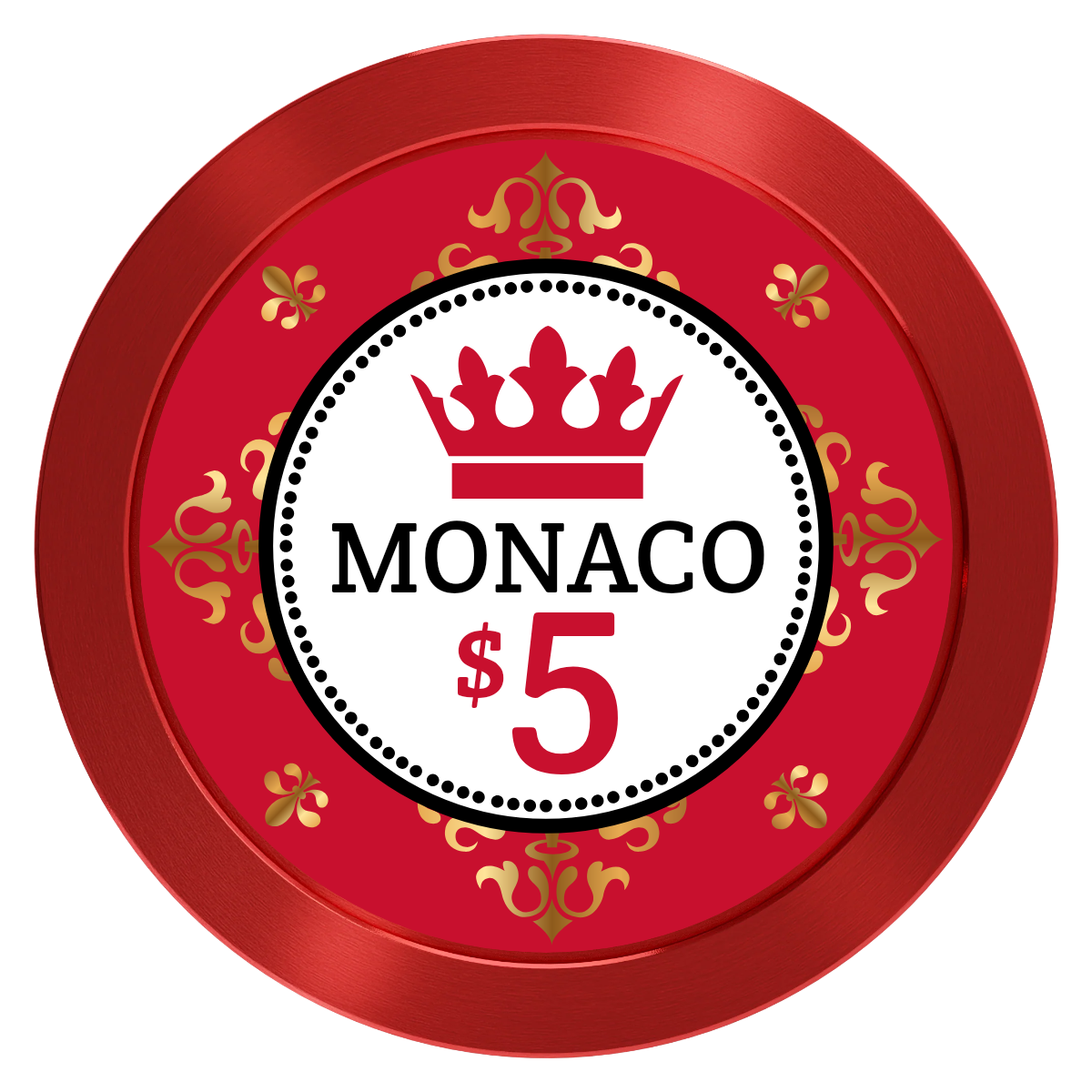 Monaco #001 Aluminum Poker Chips - Red - Front