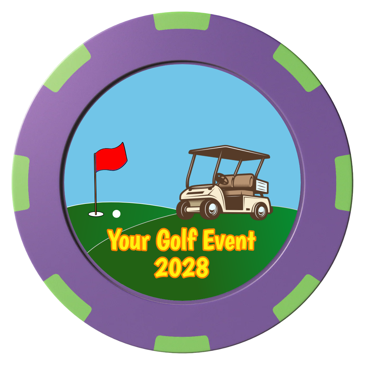 Going Golfing Today Clay Poker Chips - Purple / 8 Spot (2 Tone) / 40mm - Front
