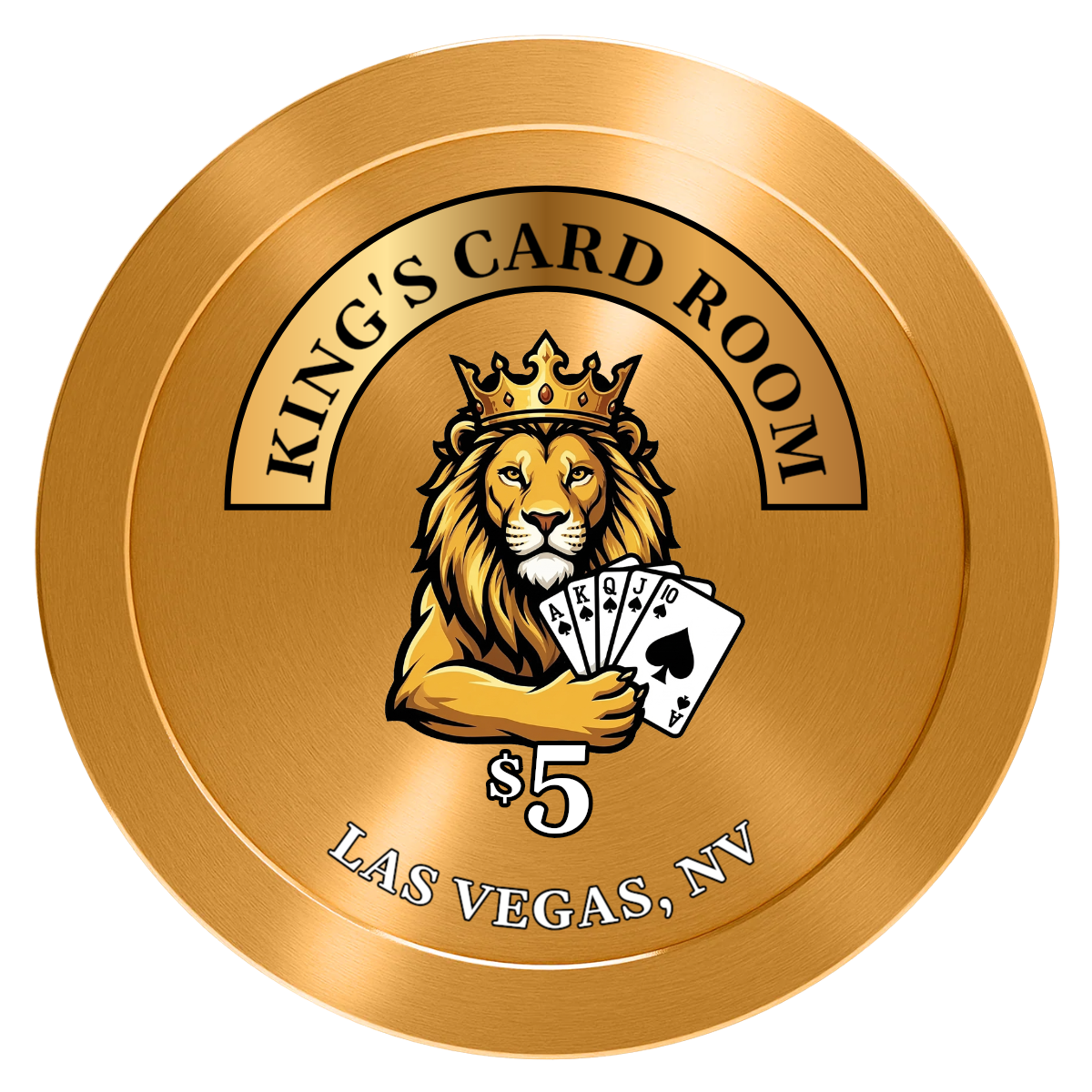 King's Card Room Aluminum Poker Chips - Gold - Front
