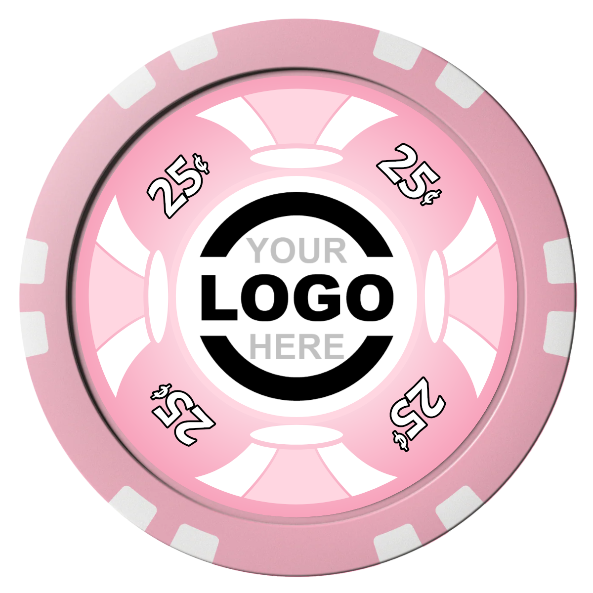 Alan Baker 4-2S A Composite Poker Chips - Pink / Double Stripe - Front