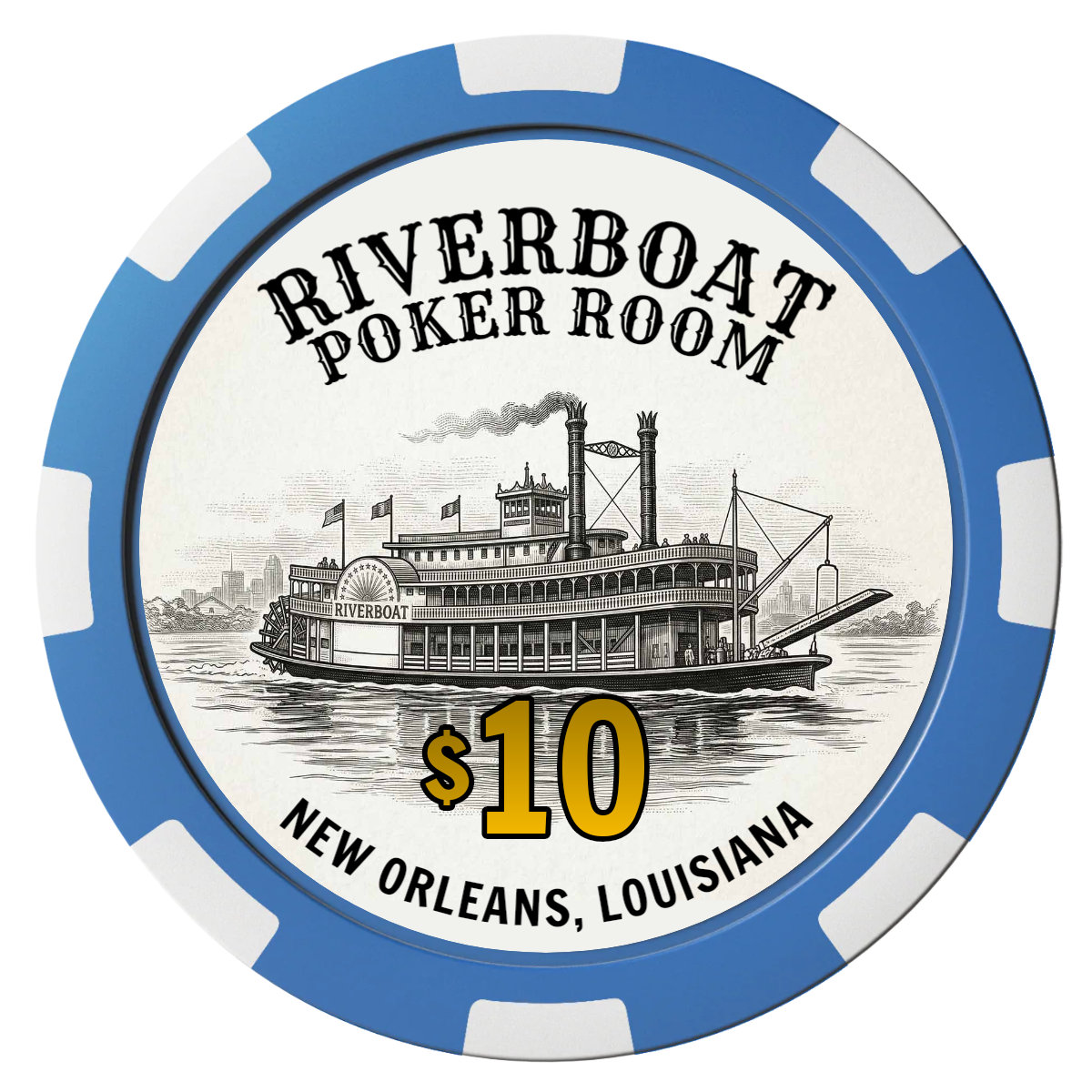 Riverboat Poker Room Composite Poker Chips - Blue / 8 Spot - Front
