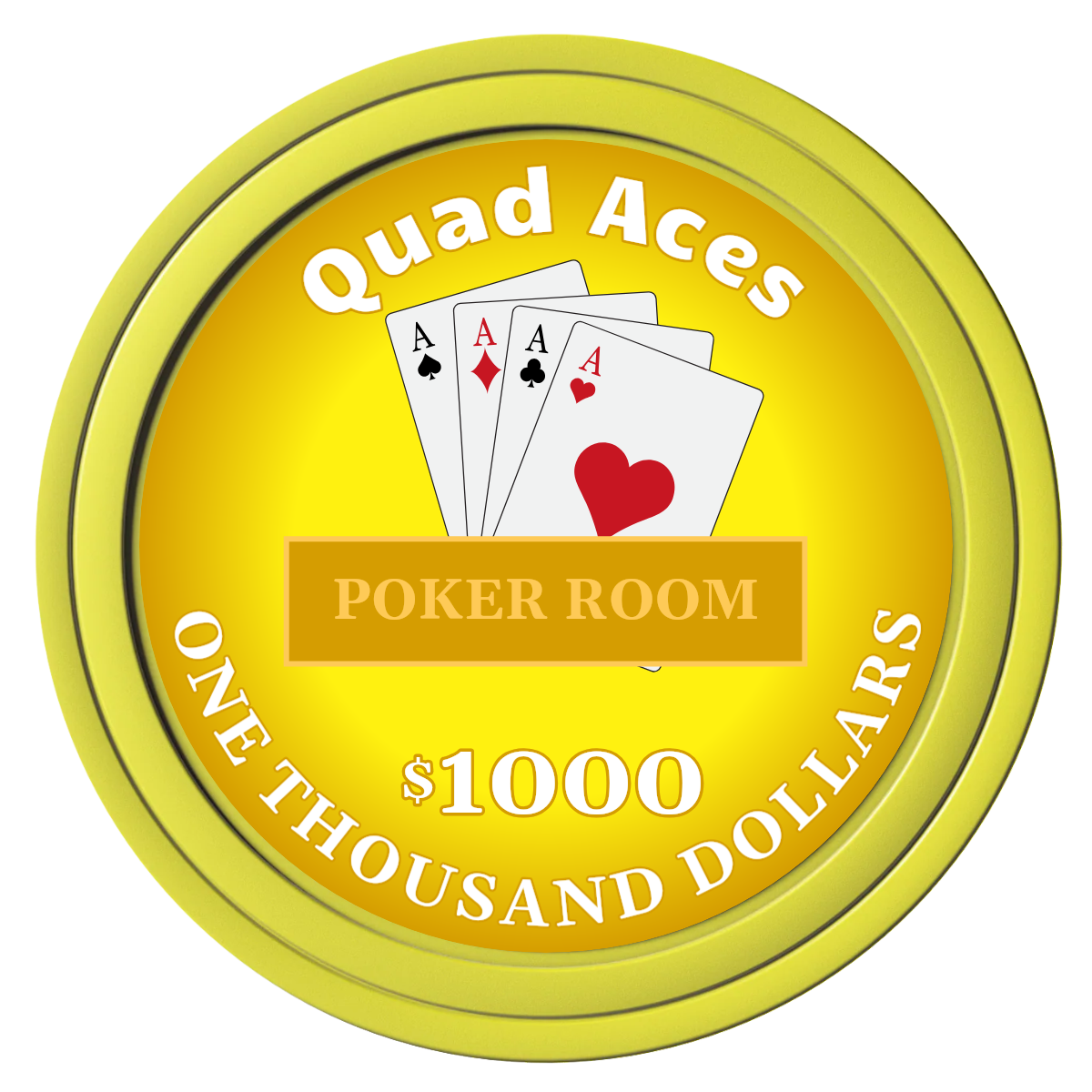 Quad Aces Composite Poker Chips - Yellow / Solid - Front