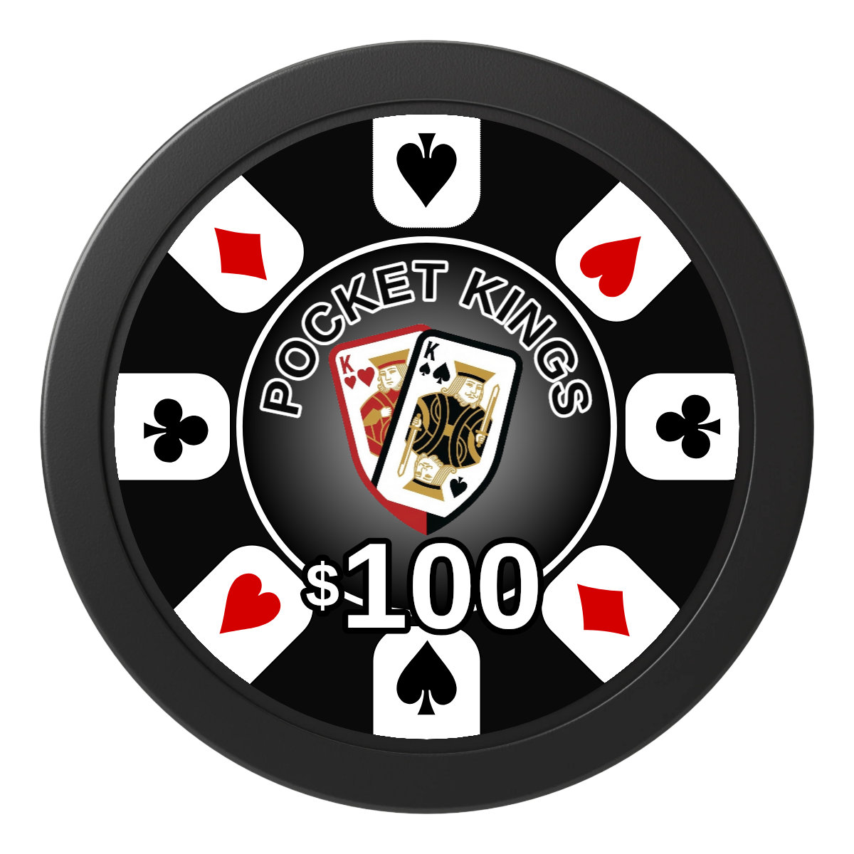 Pocket Kings 2" Oversized Poker Chips - Black - Back