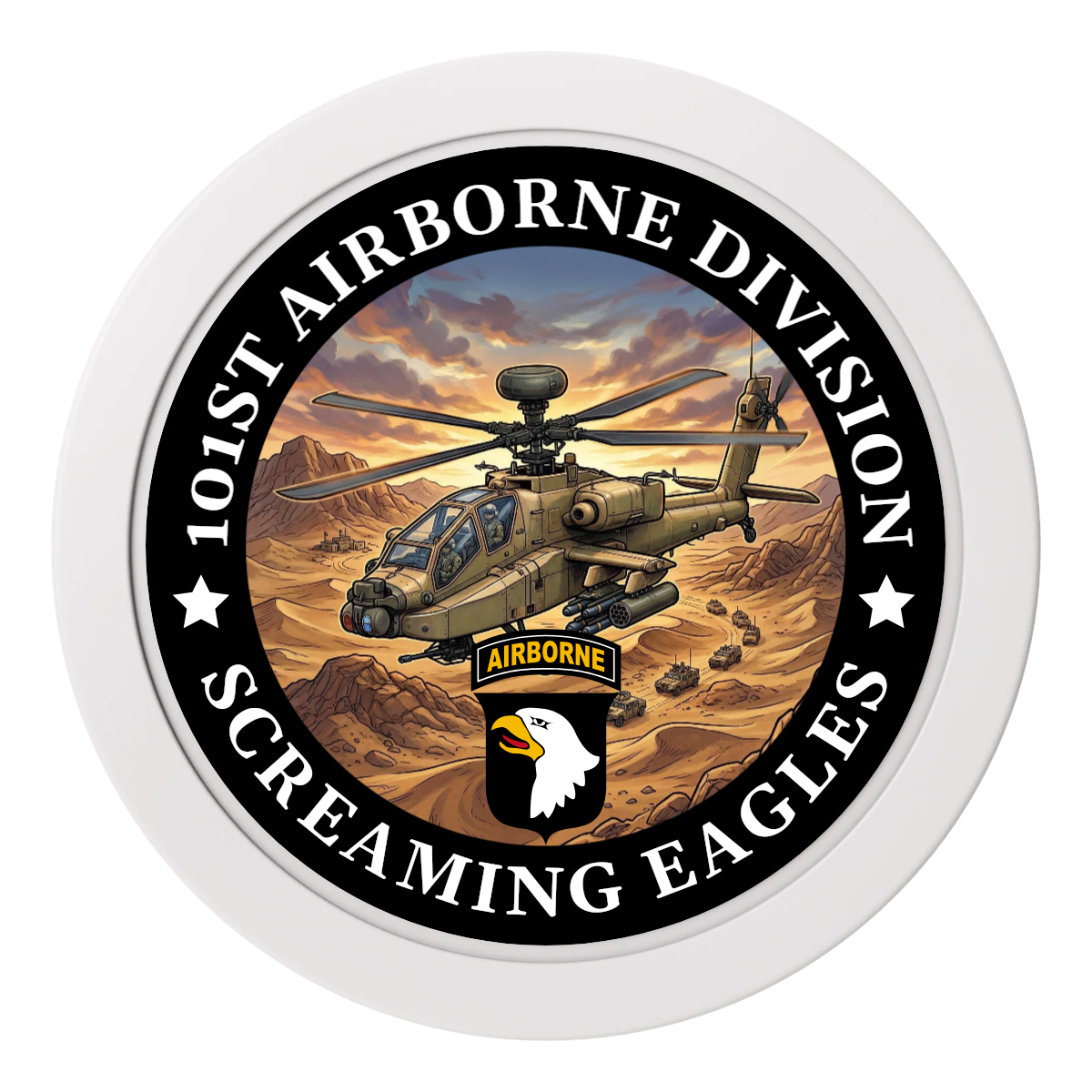 Army Airborne 2" Oversized Poker Chips - White - Front