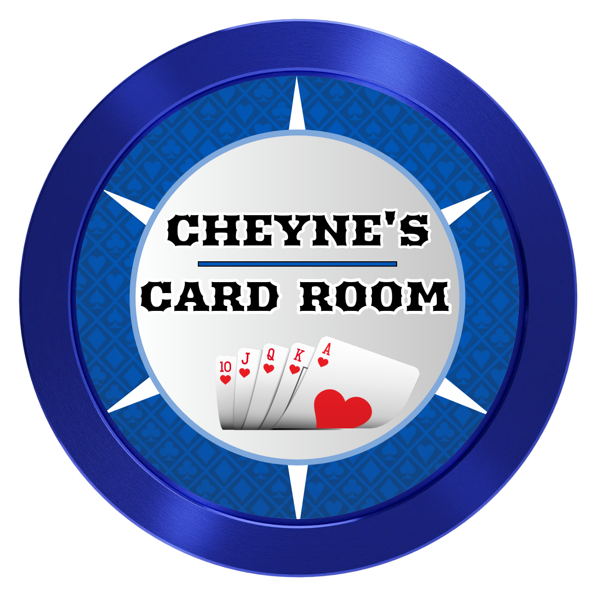 Cheyne's Card Room Aluminum Poker Chips - Blue - Back