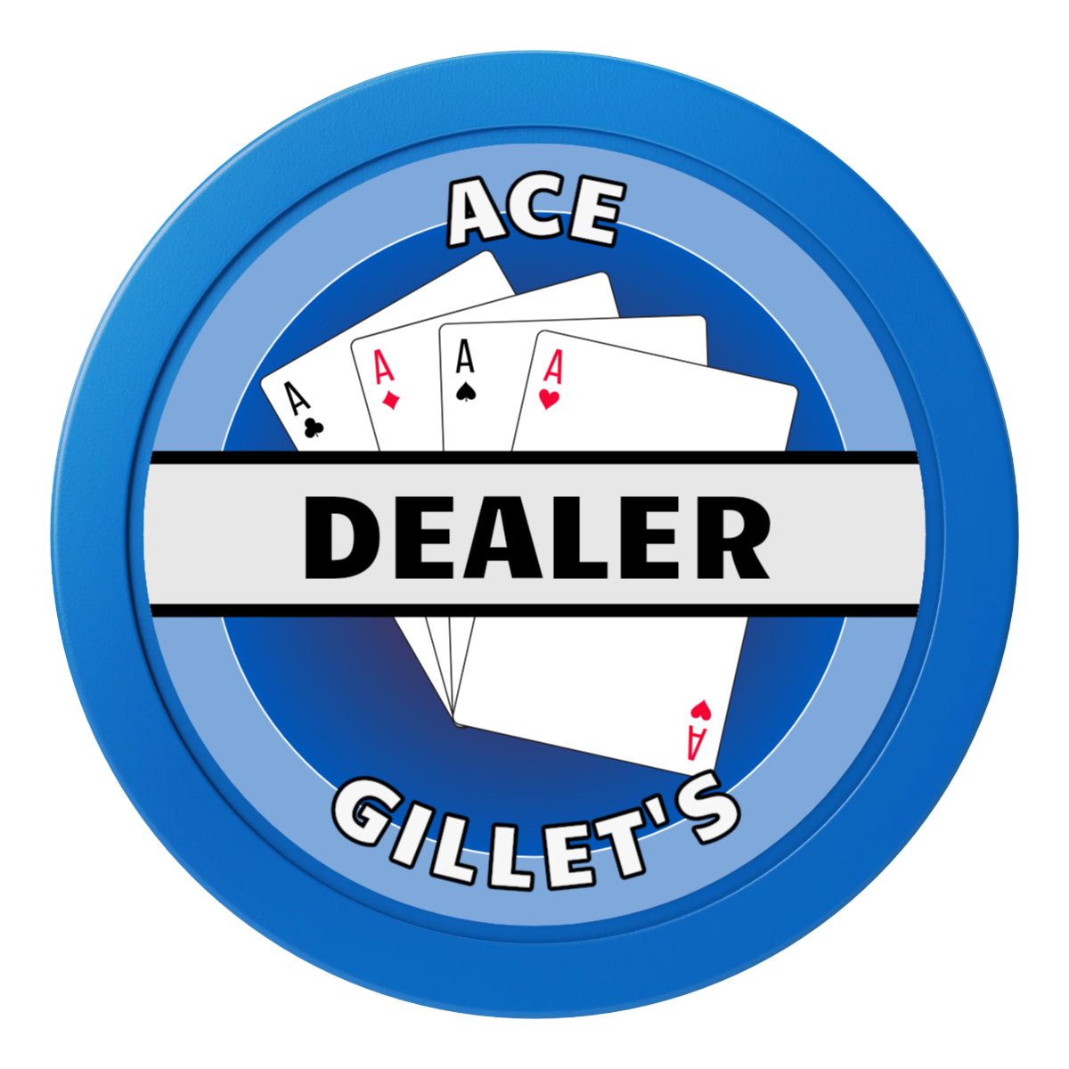 Ace Gillet's 2" Composite Dealer Button - Blue - Front