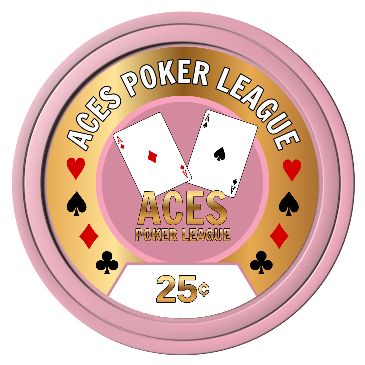 Aces Poker League Composite Poker Chips - Pink / Solid - Front