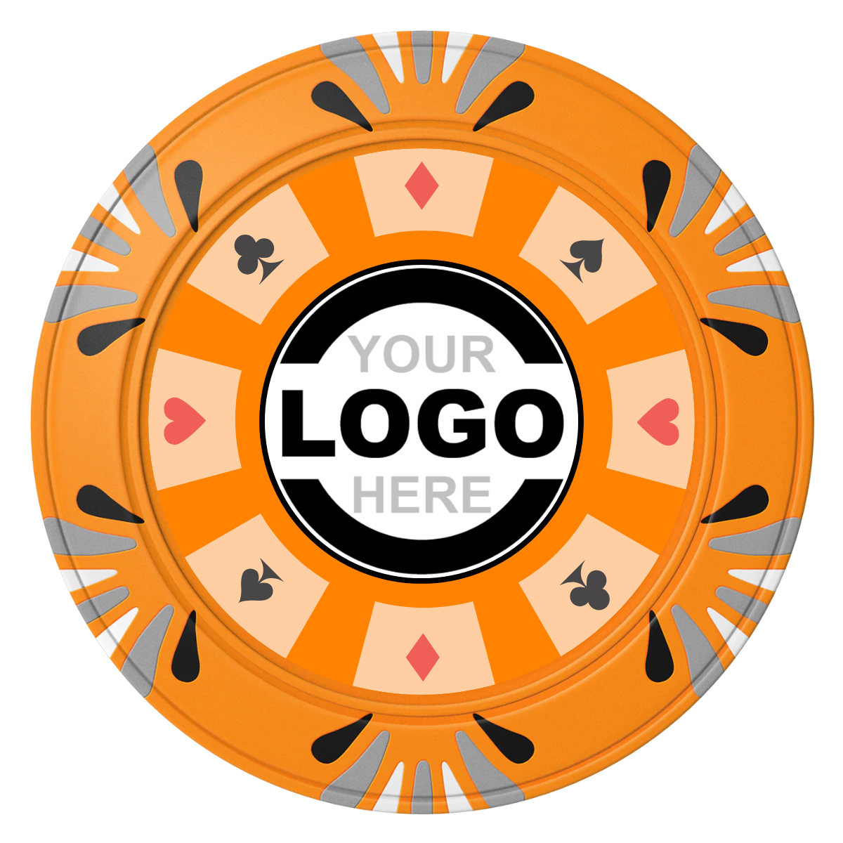 Suit 8 Your Logo Clay Poker Chips - Orange / Macau / 40mm - Front