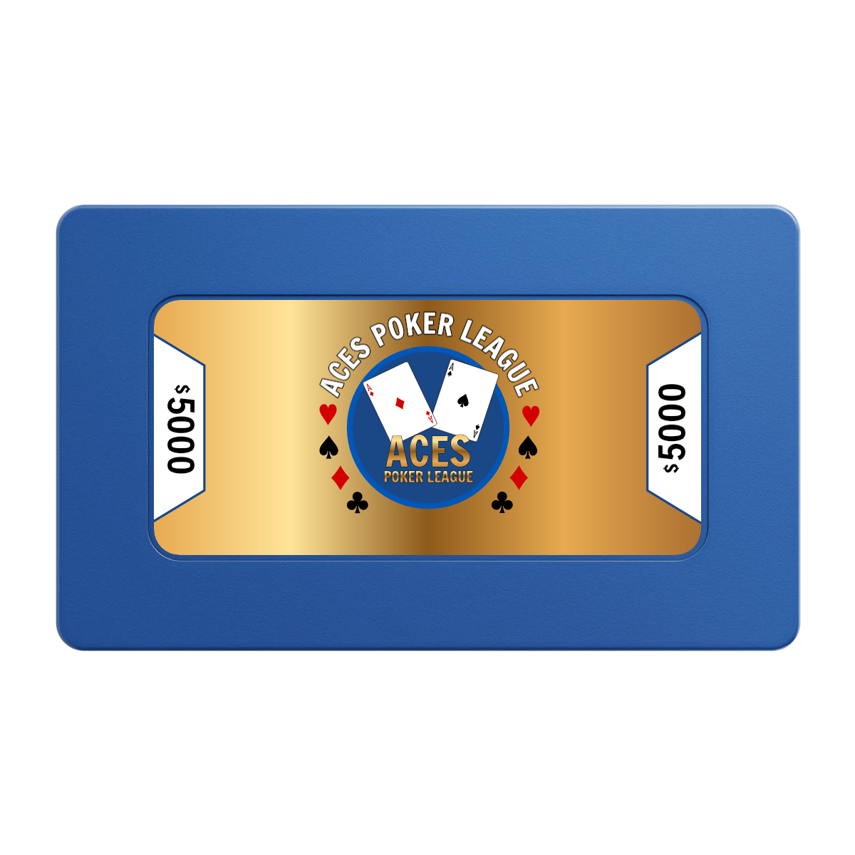 Aces Poker League Rectangular Poker Chip Plaques - Blue - Front