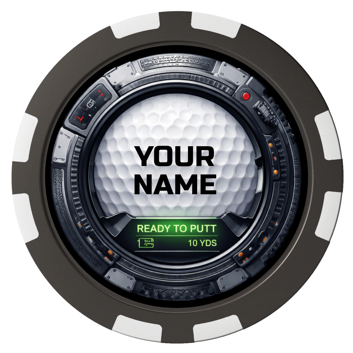 Auto Marked IV Composite Poker Chips - Black / 8 Stripe - Front