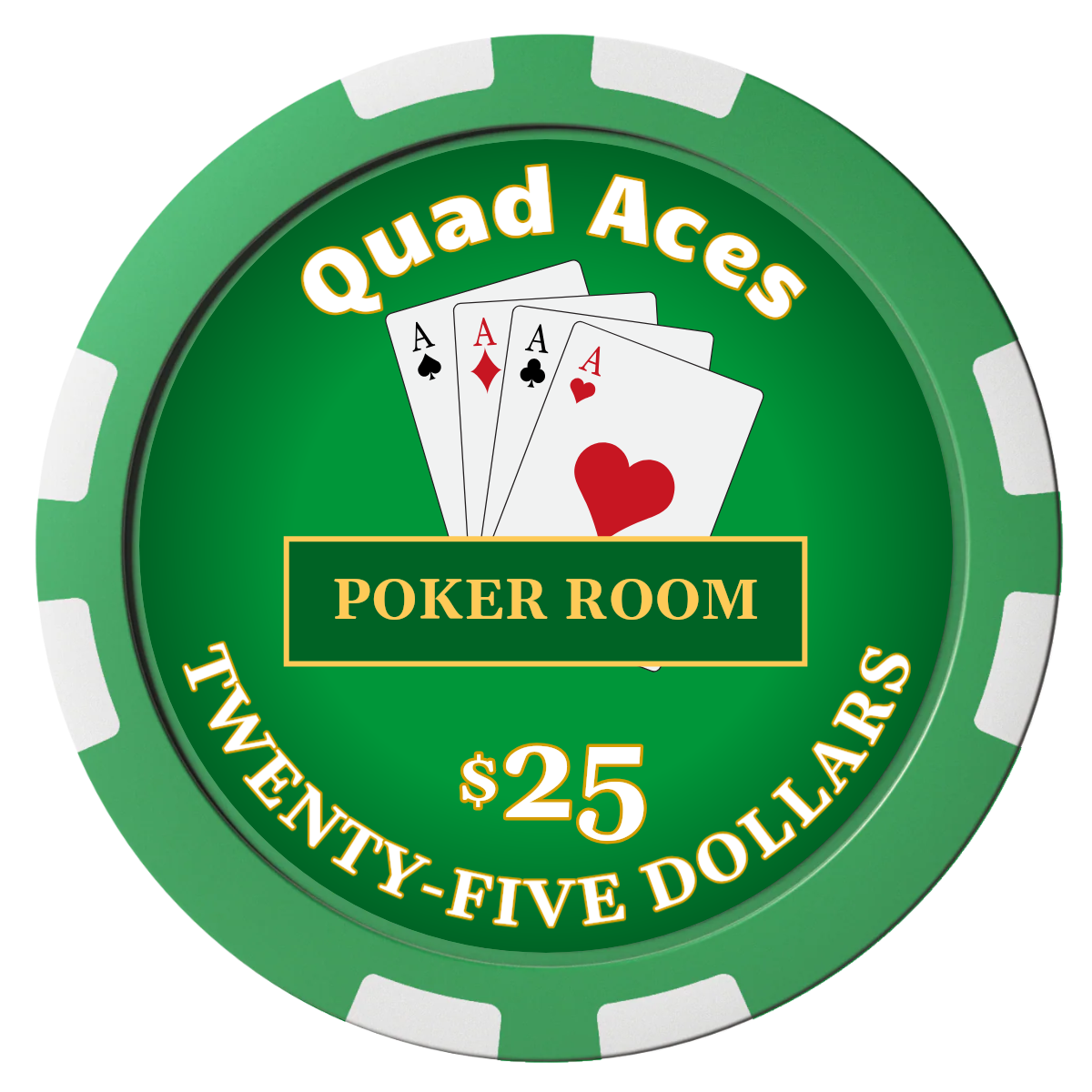 Quad Aces Composite Poker Chips - Green / 8 Stripe - Front
