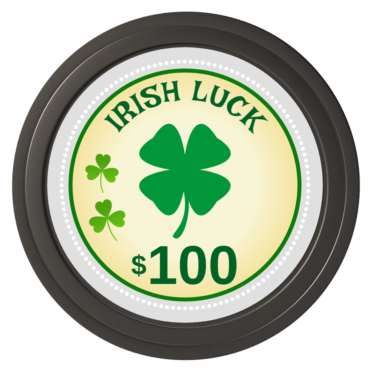 Irish Luck Composite Poker Chips - Black / Solid - Front