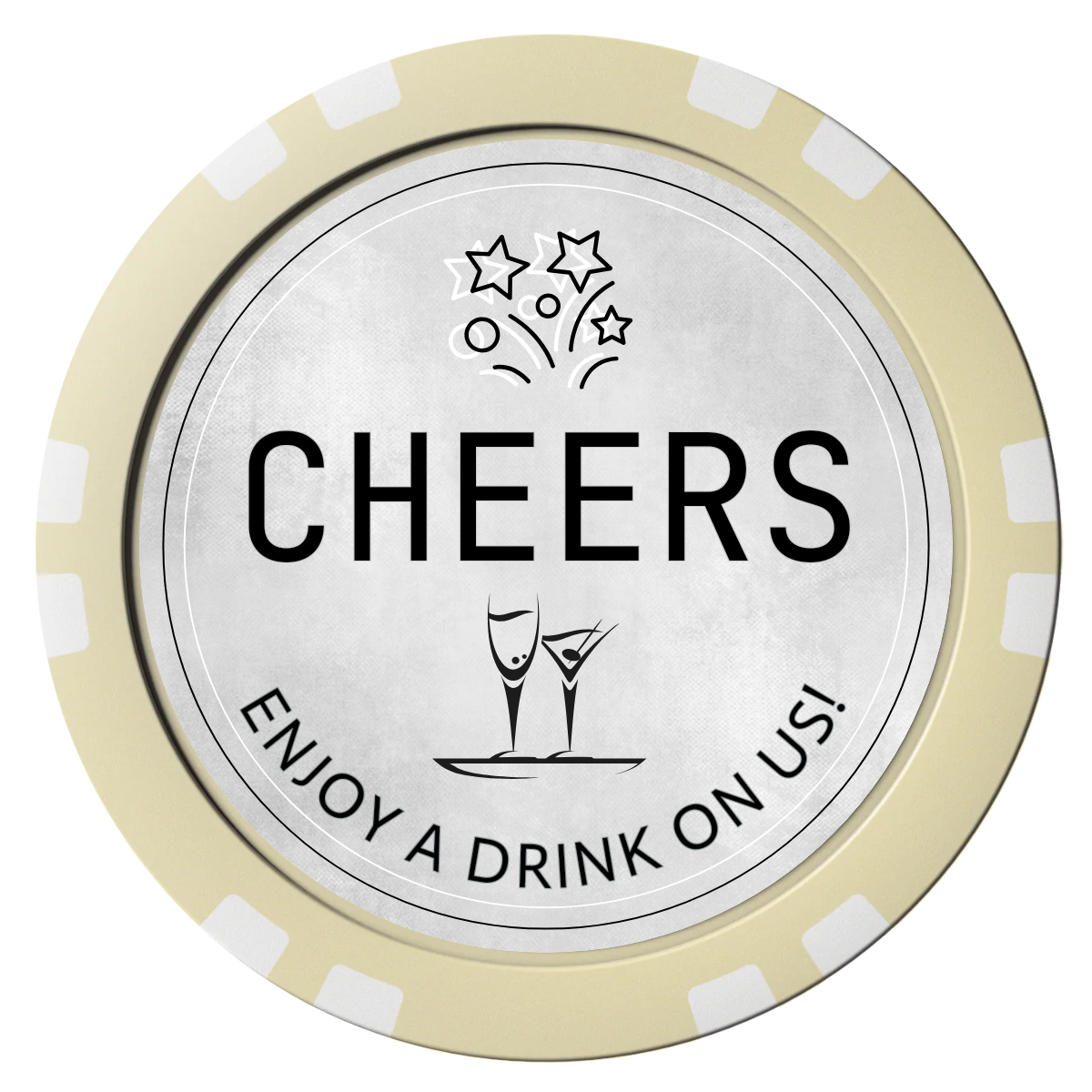 Chique Wedding Token Composite Poker Chips - Ivory / Double Stripe - Front