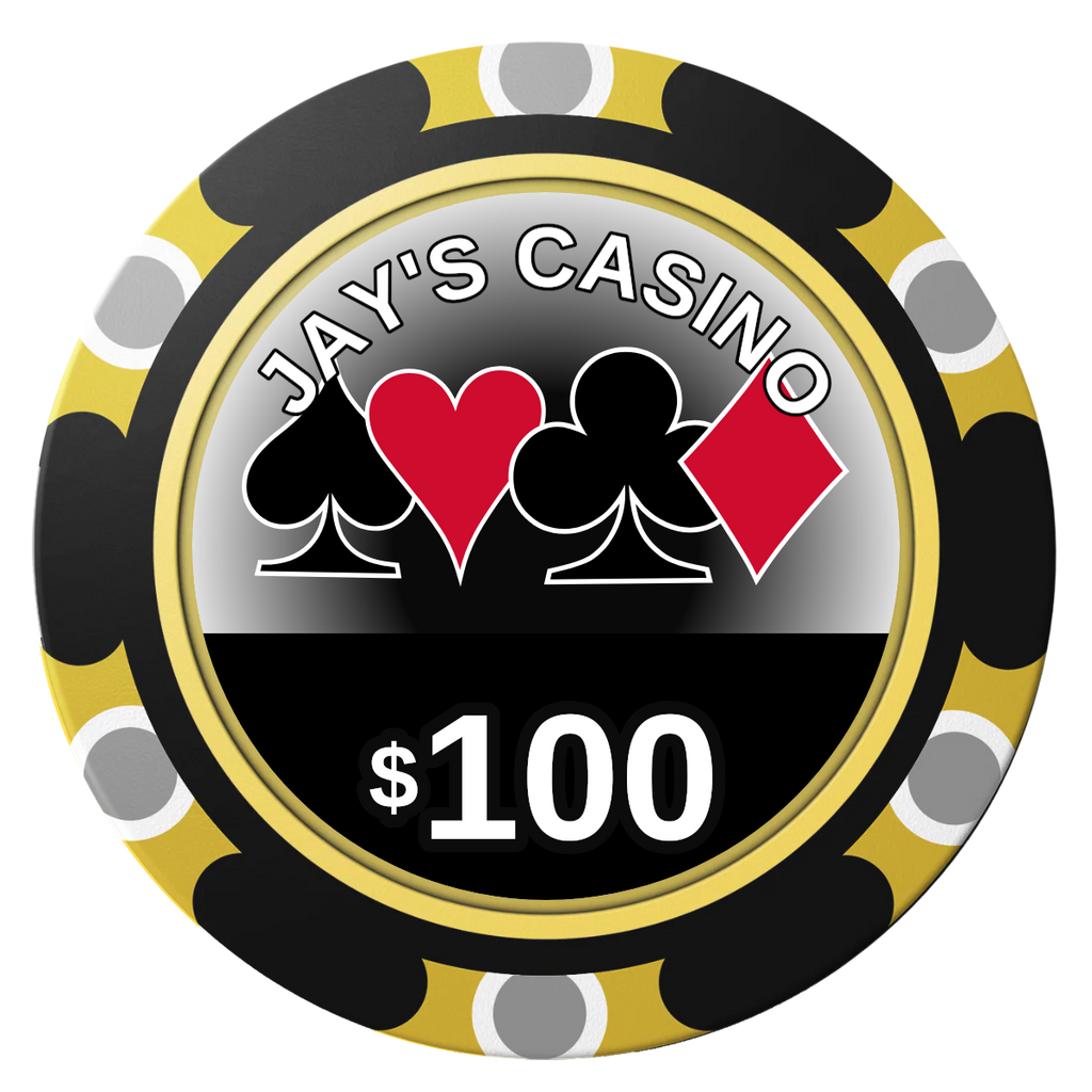 Jay's Casino Clay Poker Chips - Black / Monte Carlo / 40mm - Front