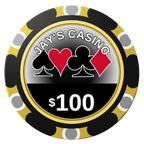 Jay's Casino Clay Poker Chips - Black / Monte Carlo / 40mm - Front