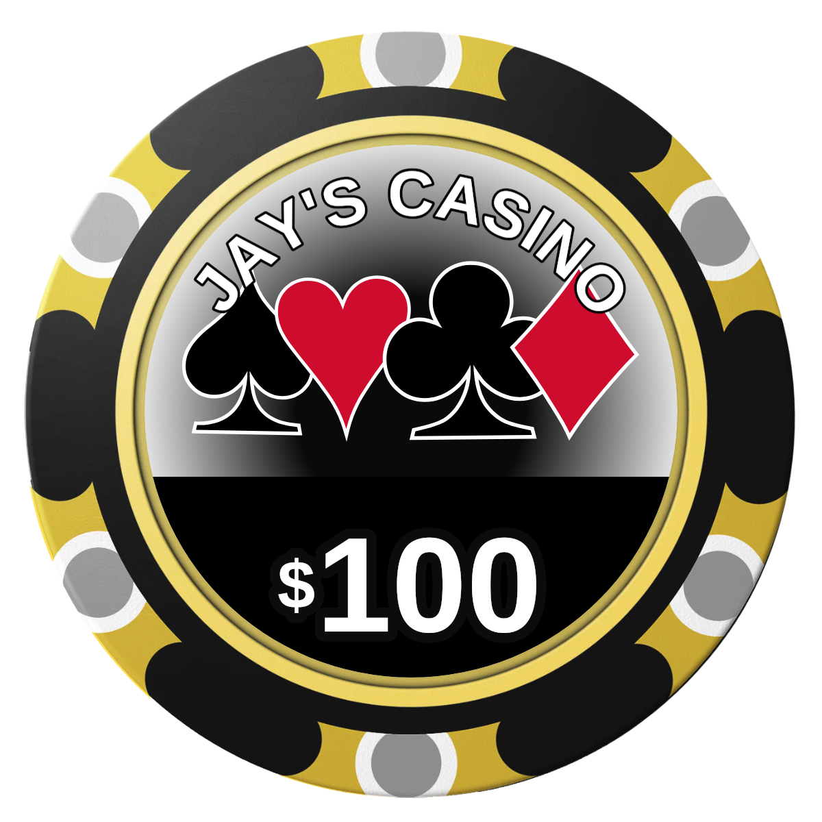 Jay's Casino Clay Poker Chips - Black / Monte Carlo / 40mm - Front