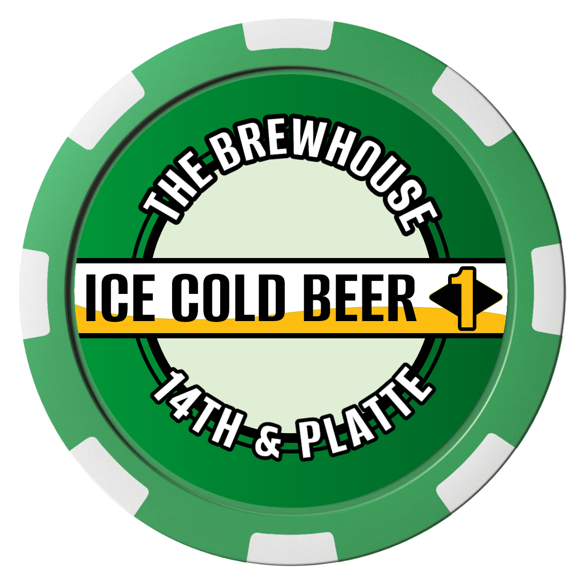 Ice Cold Beer Drink Token Composite Poker Chips - Green / 8 Spot - Front
