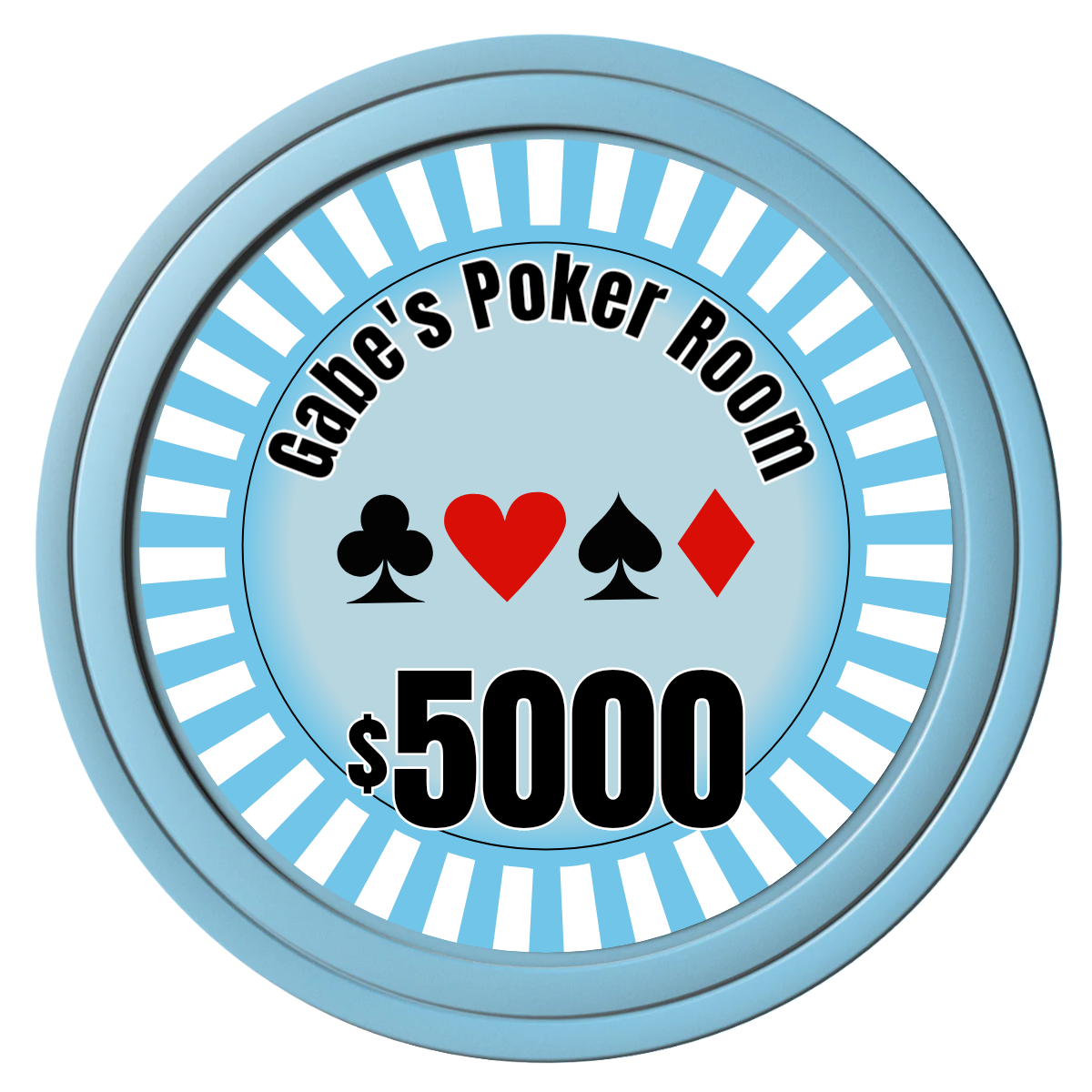 Gabe's Poker Room Composite Poker Chips - Light Blue / Solid - Front