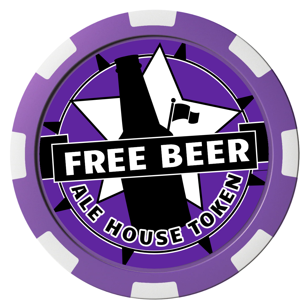 Free Beer Drink Composite Poker Chips - Purple / 8 Spot - Front