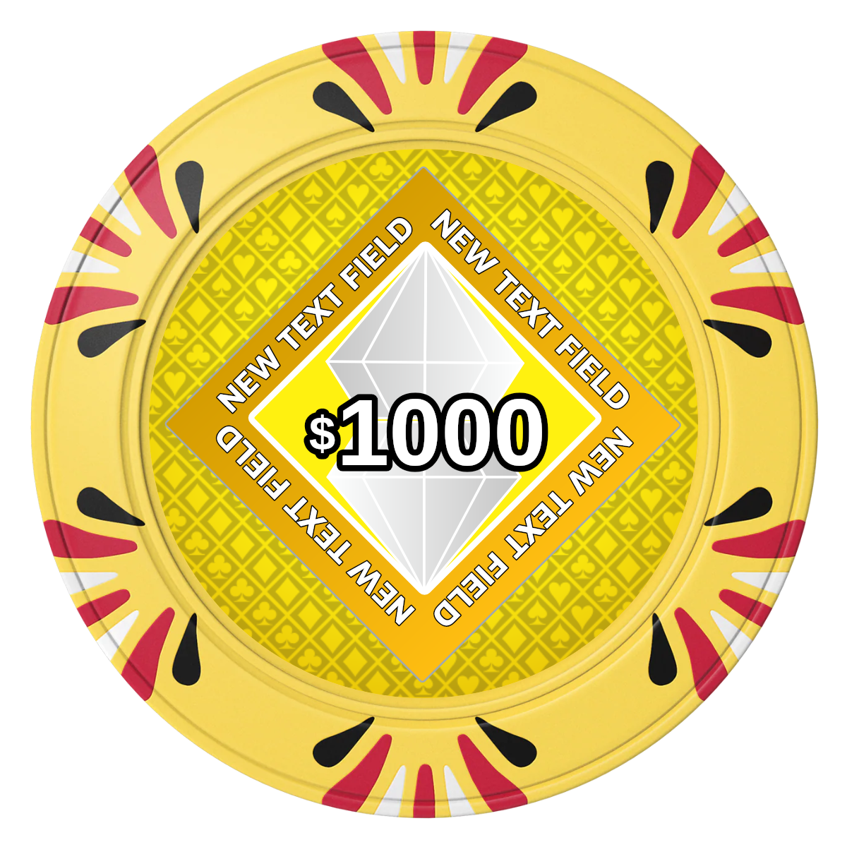 Diamond in the Rough Clay Poker Chips - Yellow / Macau / 40mm - Front