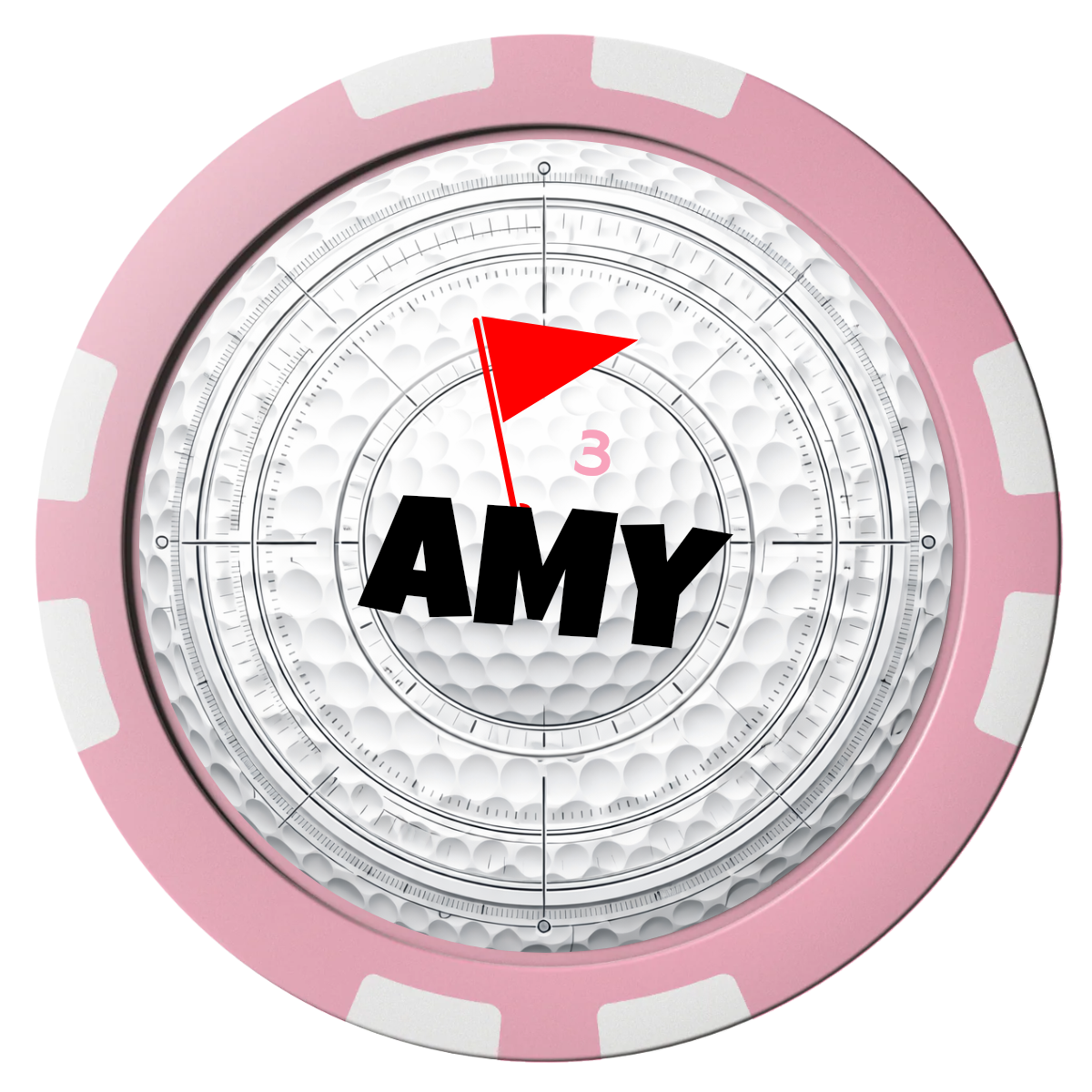 Ball Marcus Jr. Composite Poker Chips - Pink / 8 Stripe - Front