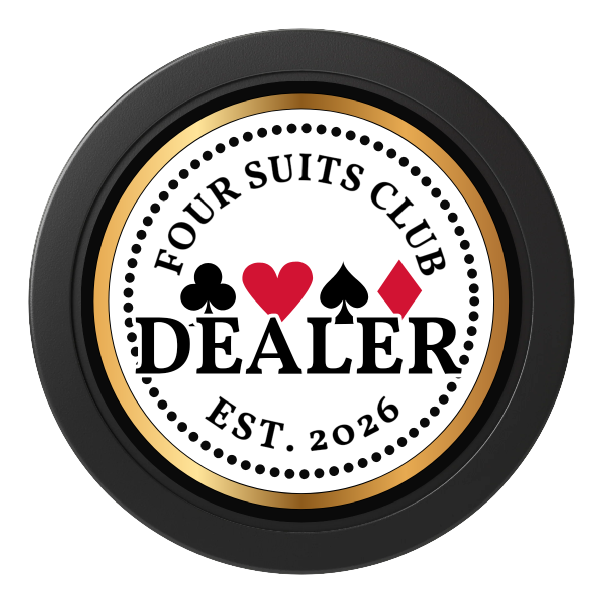 Fours Suits Club 2" Composite Dealer Button - Black - Front