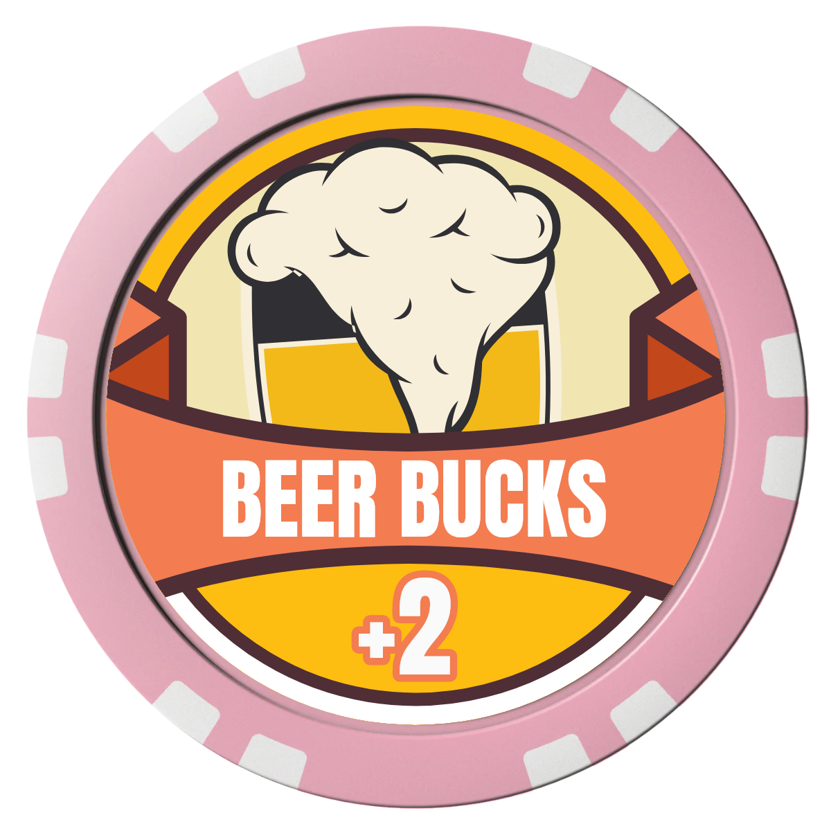 Banner Brew Composite Poker Chips - Pink / Double Stripe - Front