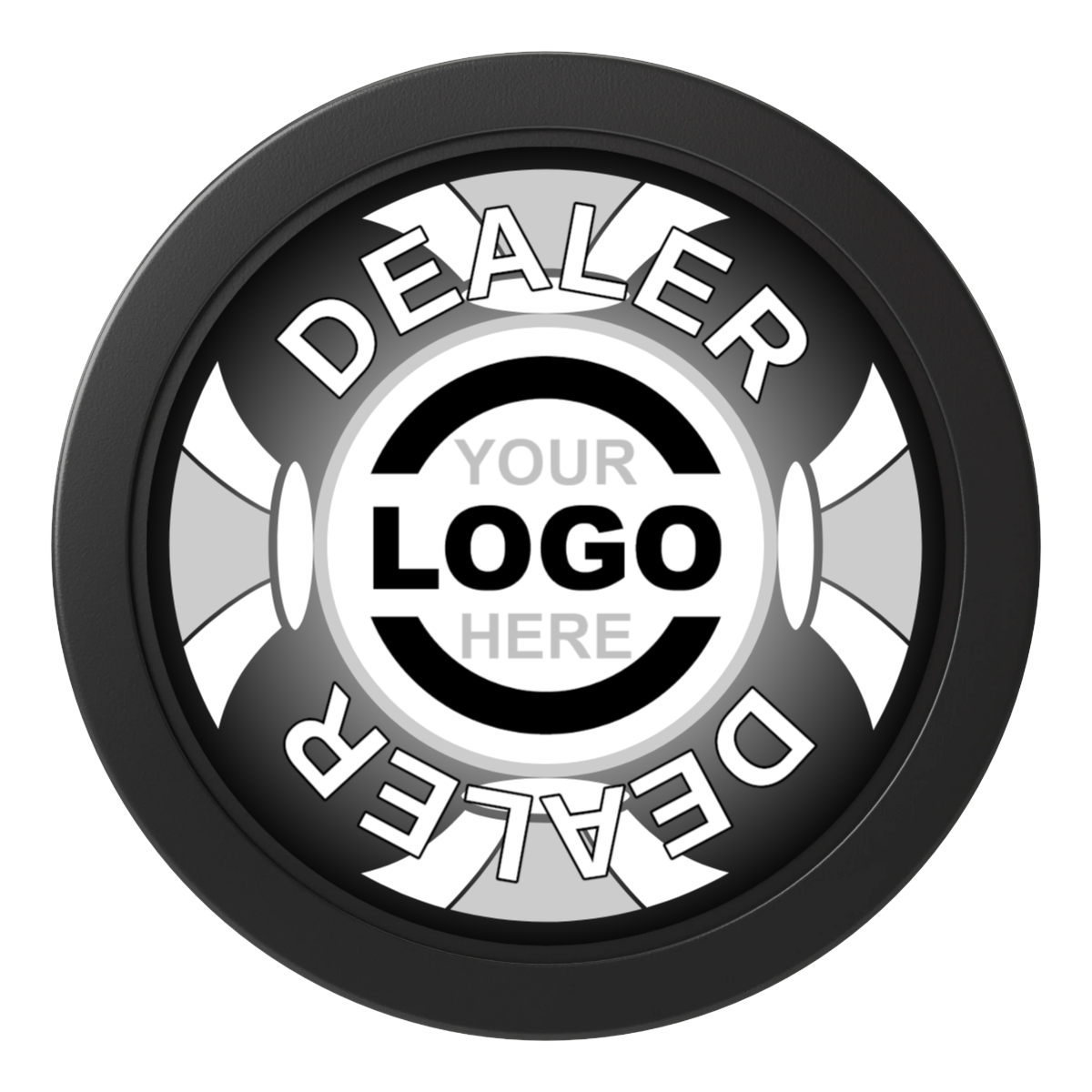 Alan Baker 4-2S A 2" Composite Dealer Button - Black - Front