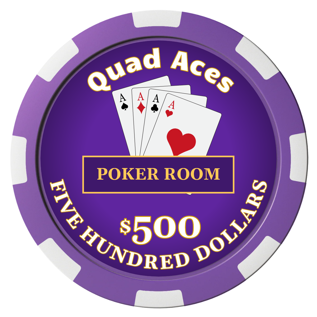 Quad Aces Composite Poker Chips - Purple / 8 Spot - Front