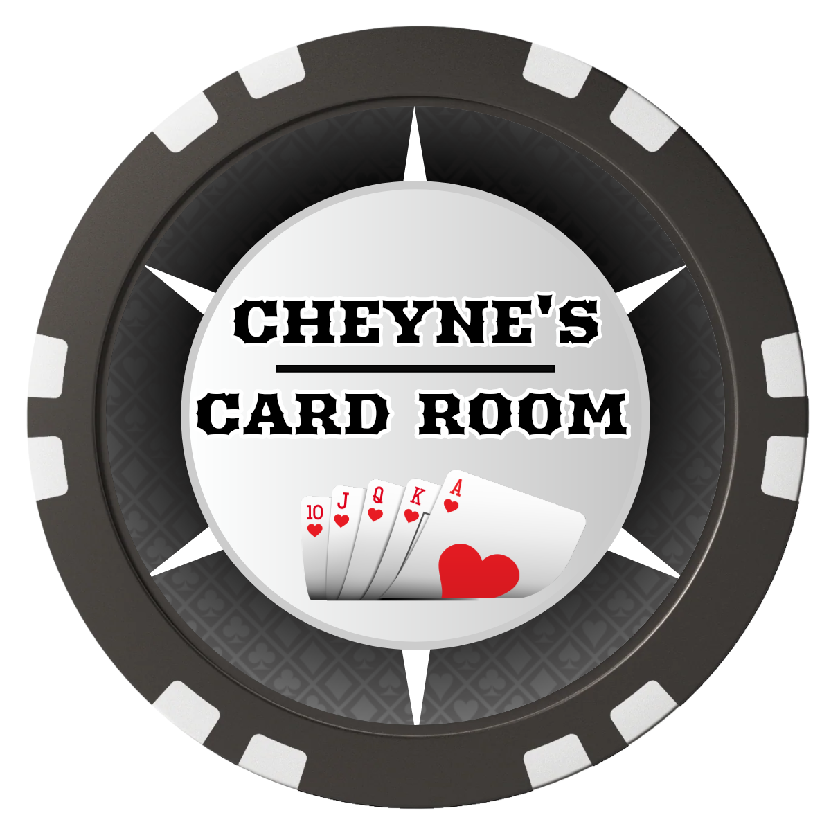 Cheyne's Card Room Composite Poker Chips - Black / Double Stripe - Front