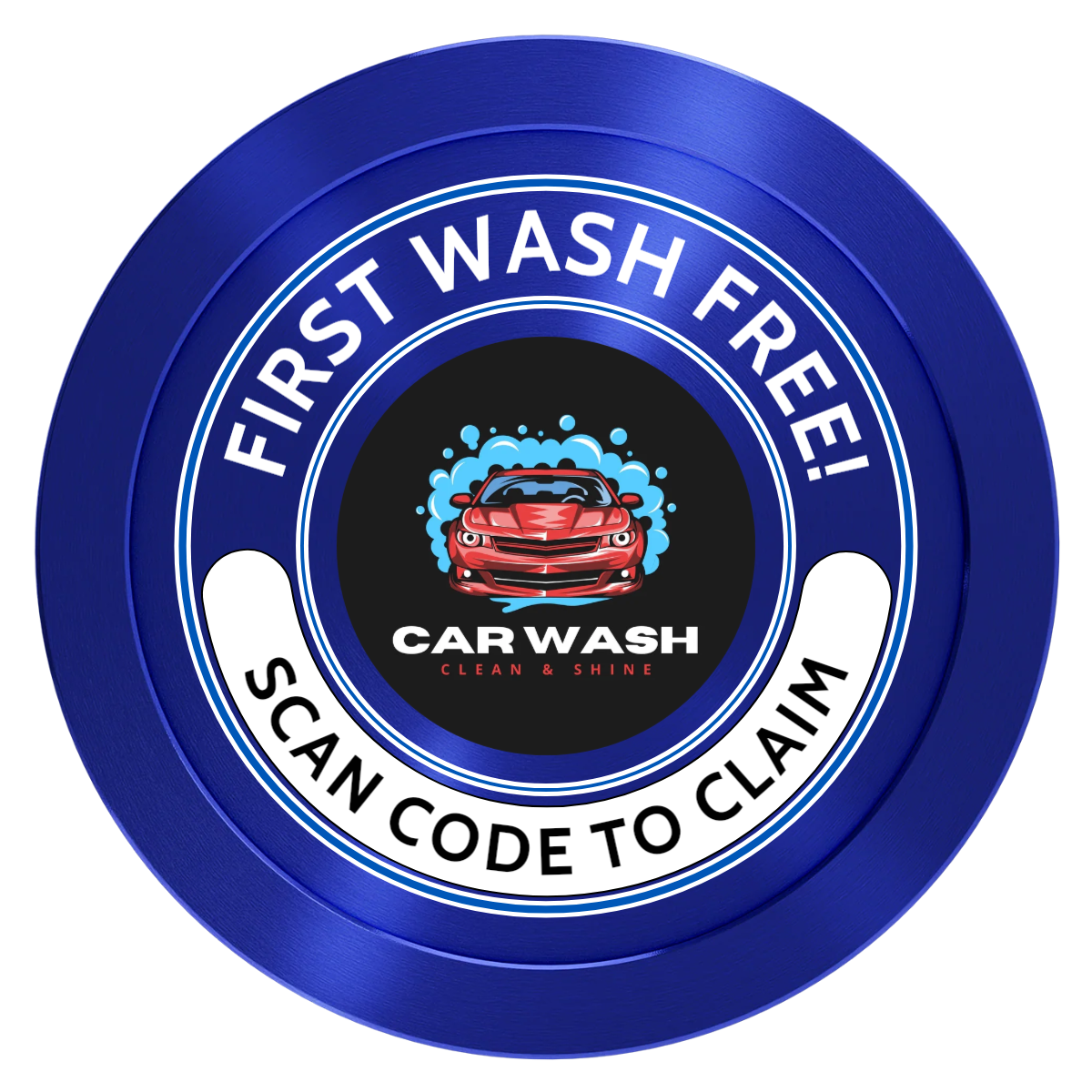 Car Wash Promotion Aluminum Poker Chips - Blue - Front