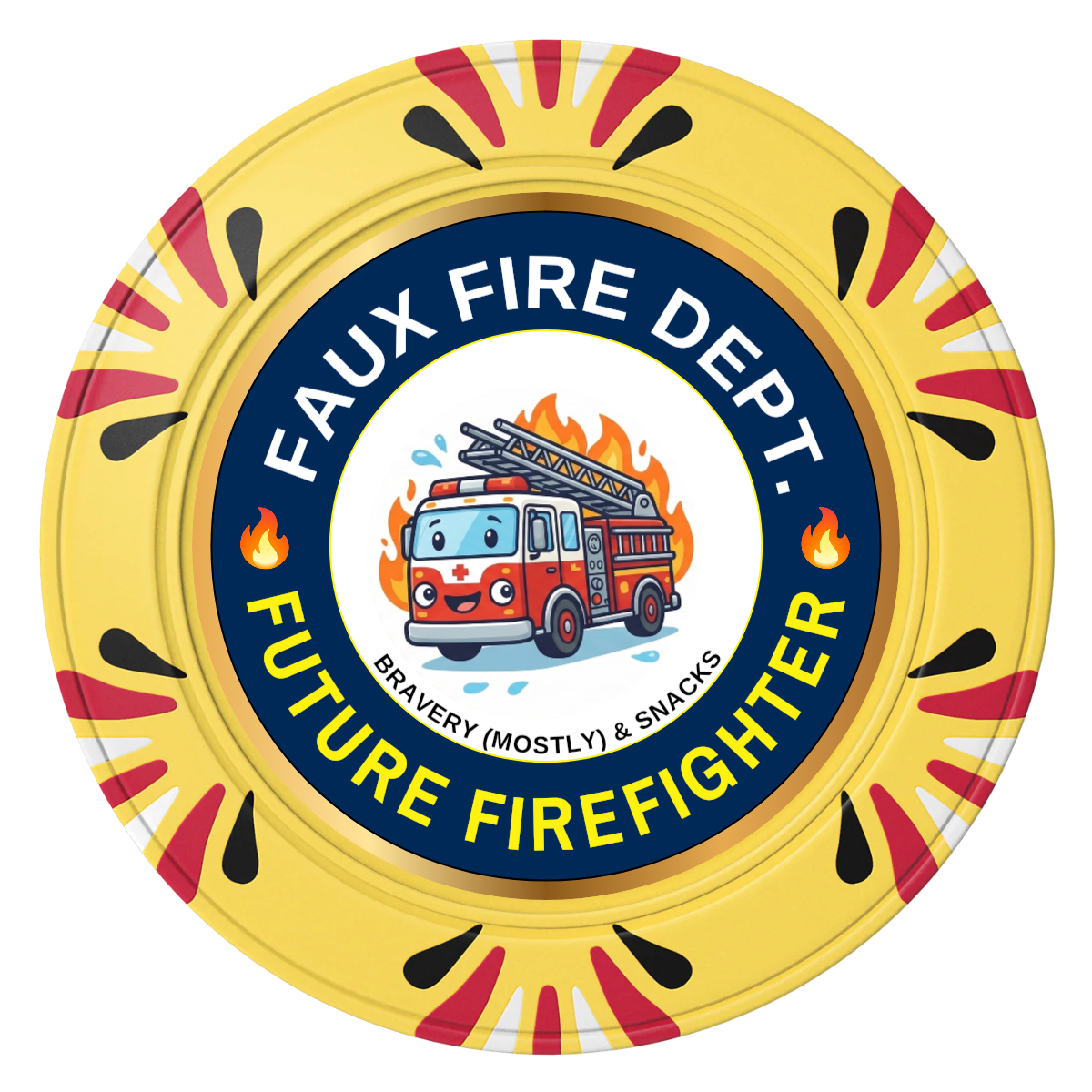 Future Firefighter Clay Poker Chips - Yellow / Macau / 40mm - Front