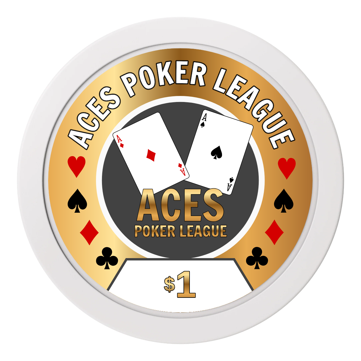 Aces Poker League 2" Oversized Poker Chips - White - Back