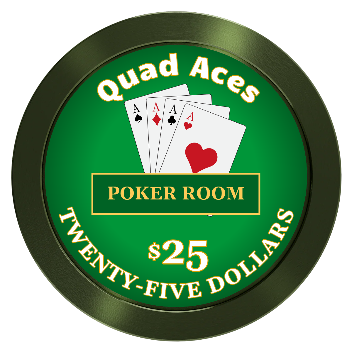 Quad Aces Aluminum Poker Chips - Green - Back
