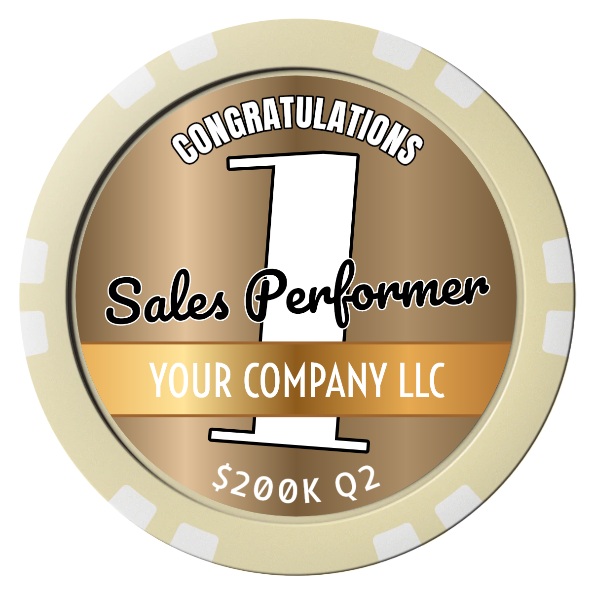 Top Sales Performer Composite Poker Chips - Ivory / Double Stripe - Front