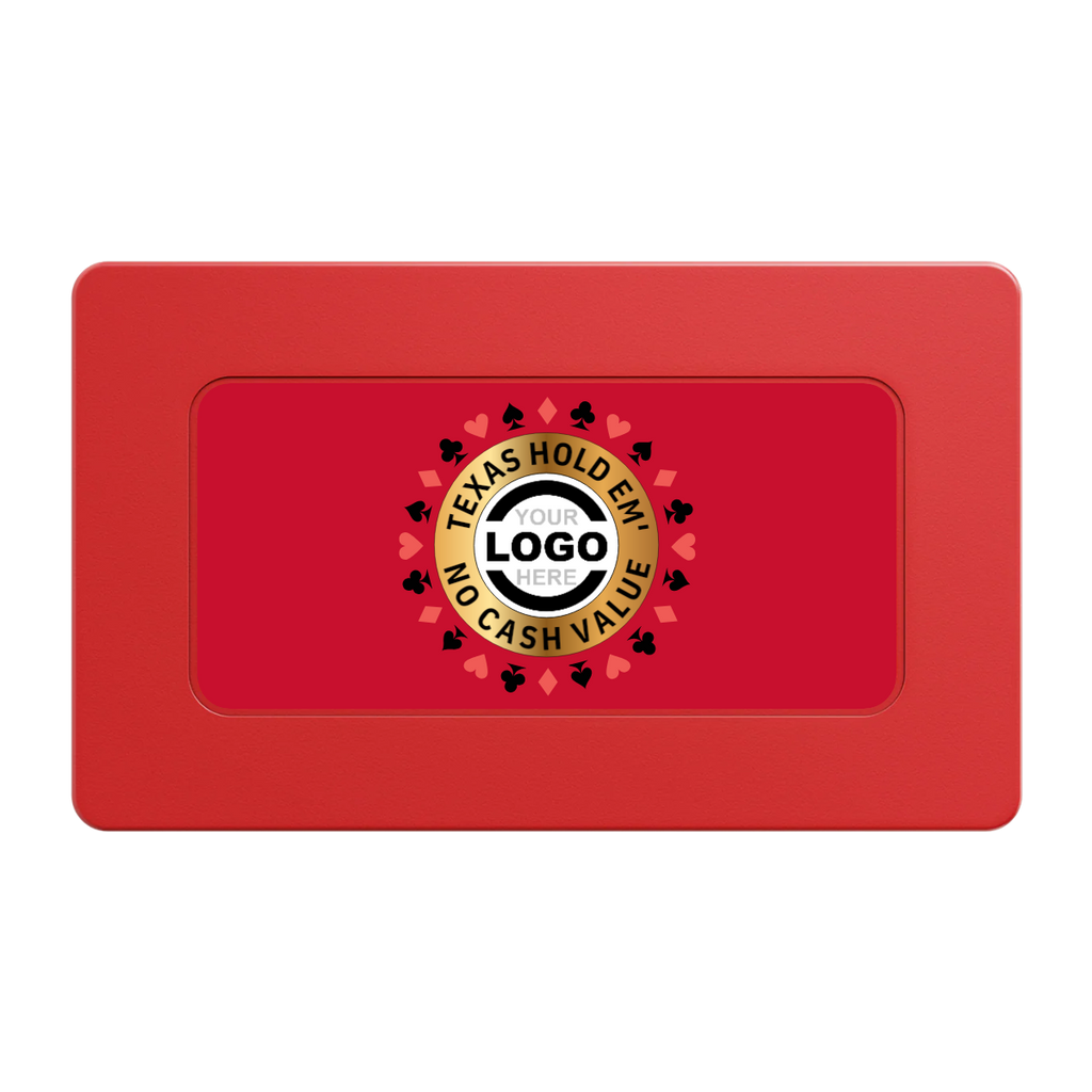 Texas Hold Em' Rectangular Poker Chip Plaques - Red - Front