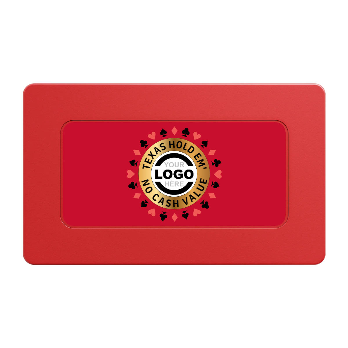 Texas Hold Em' Rectangular Poker Chip Plaques - Red - Front