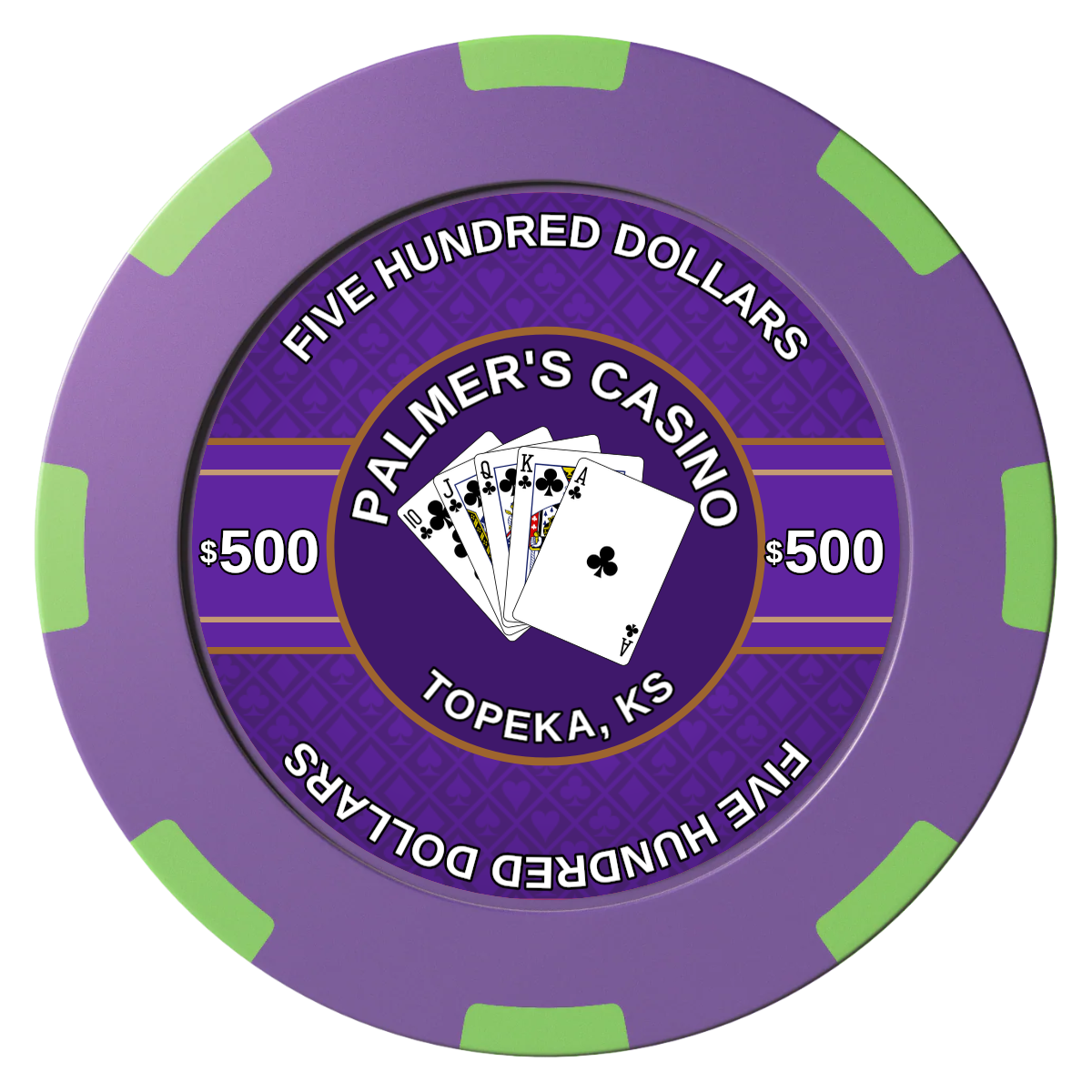 Palmer's Casino Clay Poker Chips - Purple / 8 Spot (2 Tone) / 40mm - Front