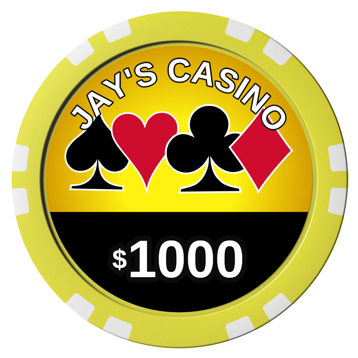 Jay's Casino Composite Poker Chips - Yellow / Double Stripe - Front