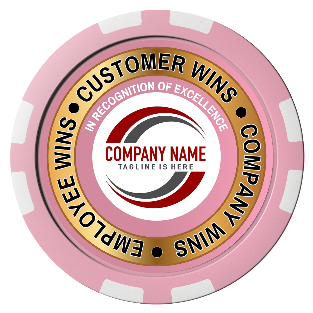 Gold Standard Composite Poker Chips - Pink / 8 Stripe - Front