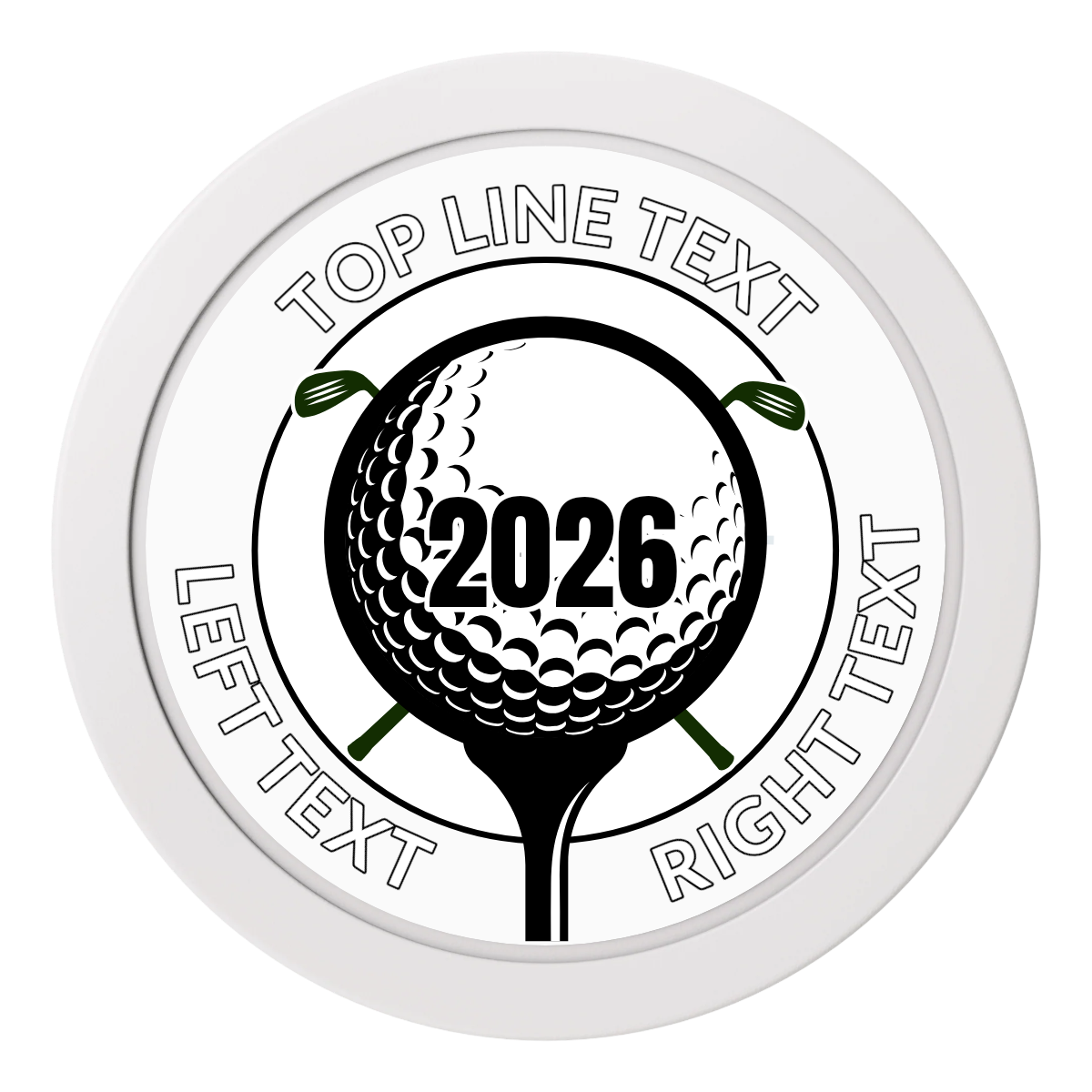 Tee it up 2" Oversized Poker Chips - White - Front