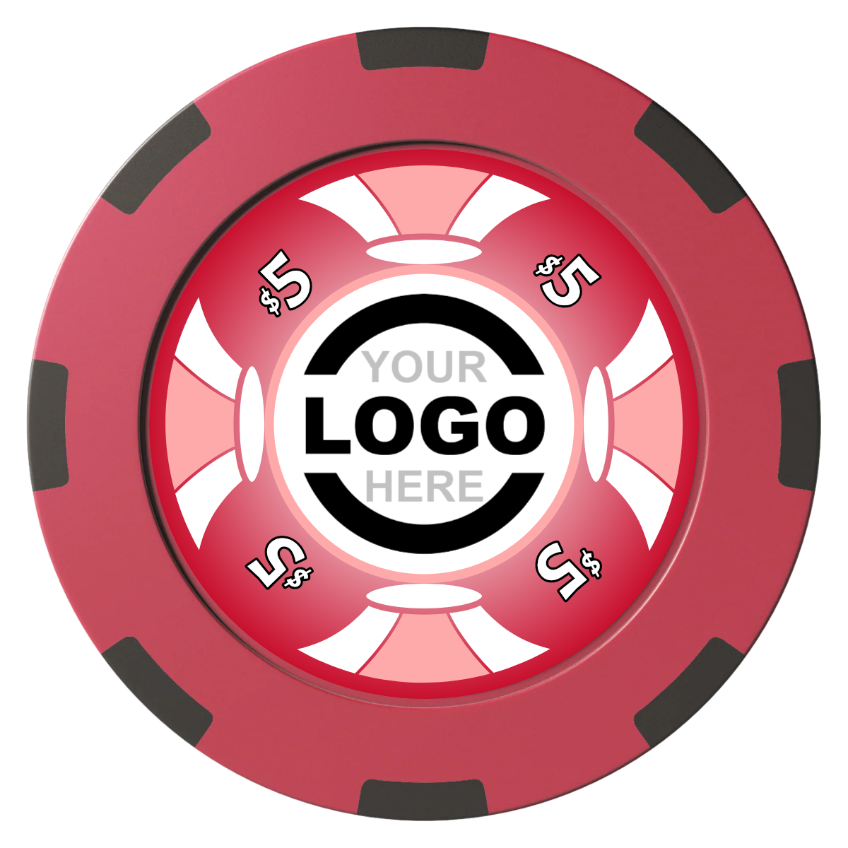 Alan Baker 4-2S A Clay Poker Chips - Red / 8 Spot (2 Tone) / 40mm - Front